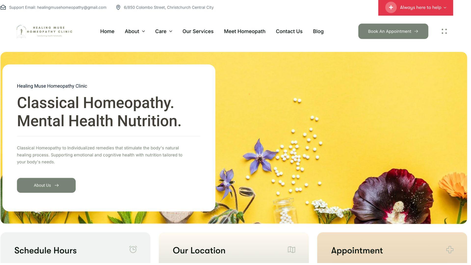 Healing Muse Homeopathy interface