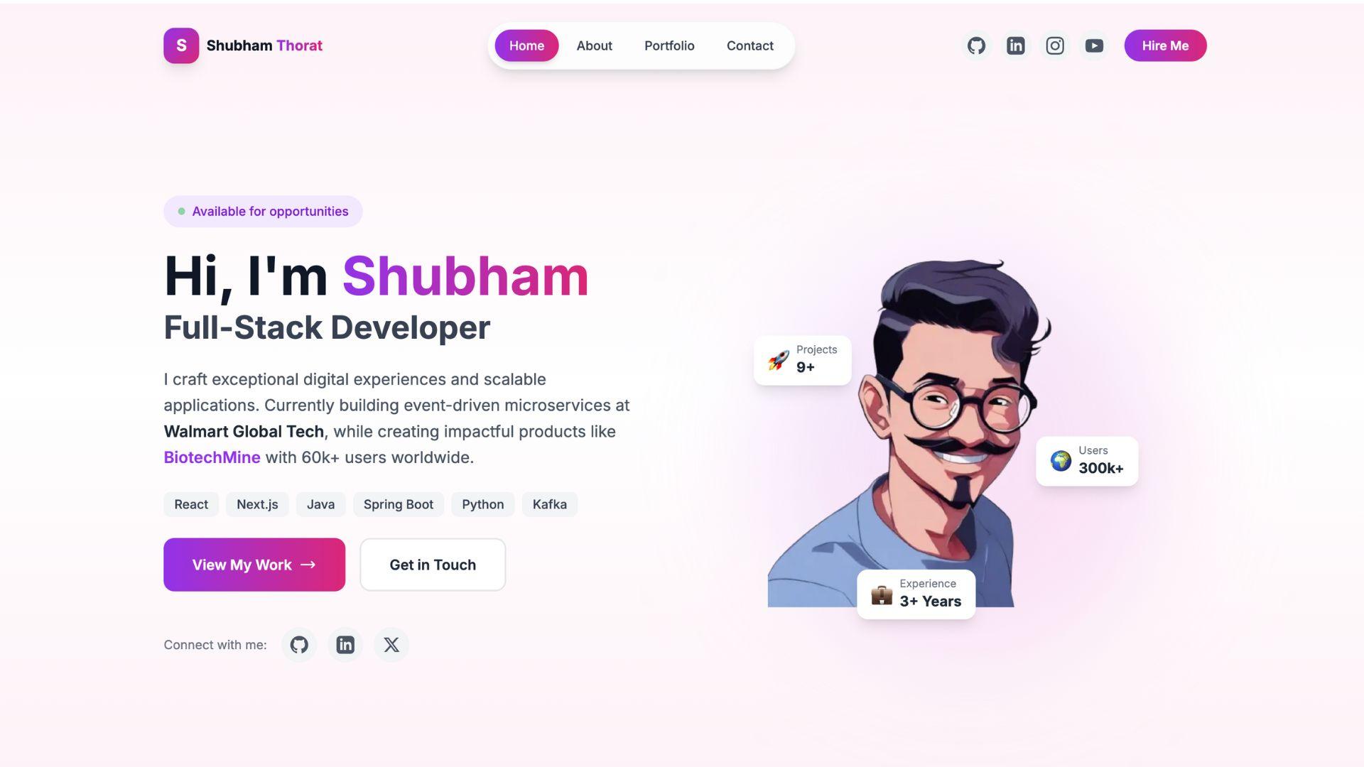 Portfolio Website interface