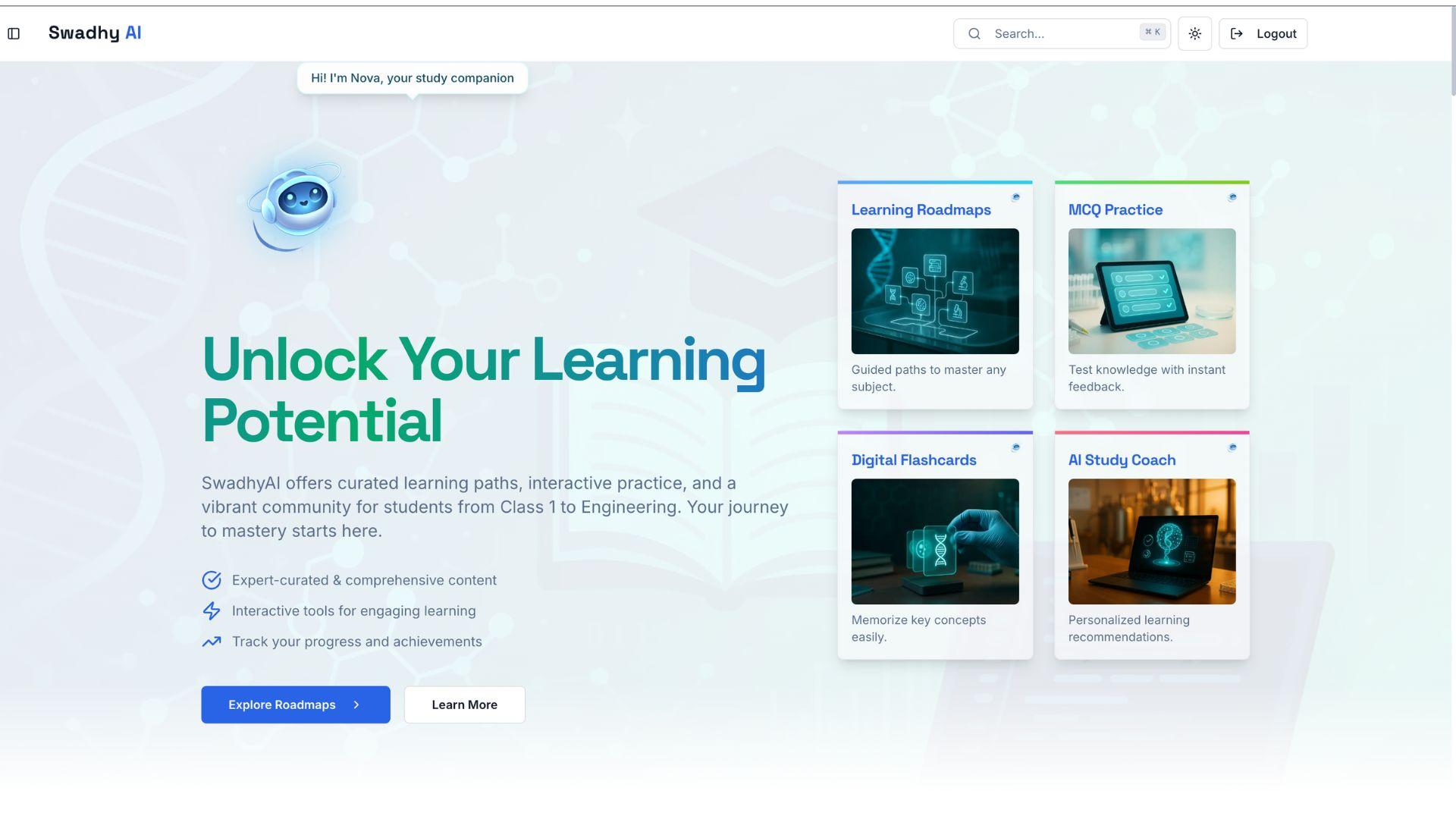 SwadhyAI learning platform interface